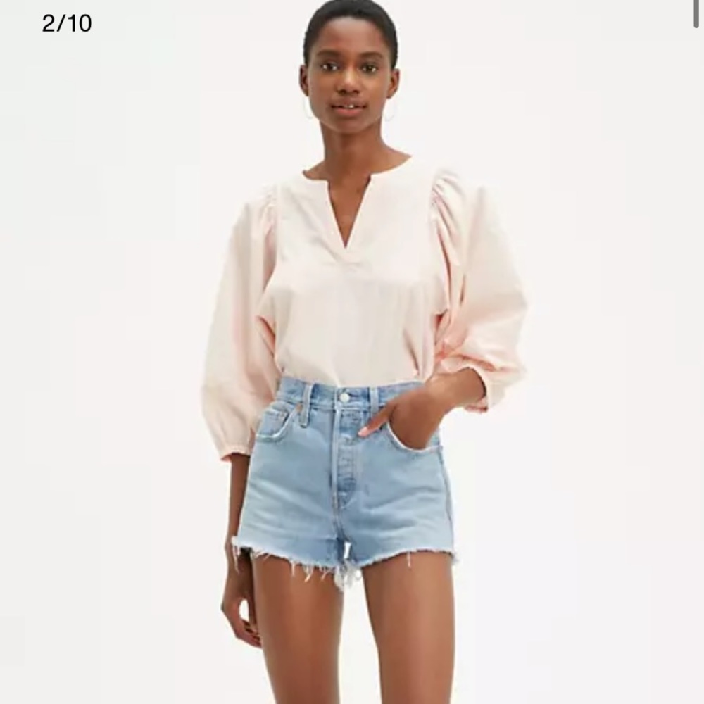 Revolve x Levi’s 501 Light Wash High Waisted Jean Shorts - Picture 3 of 8